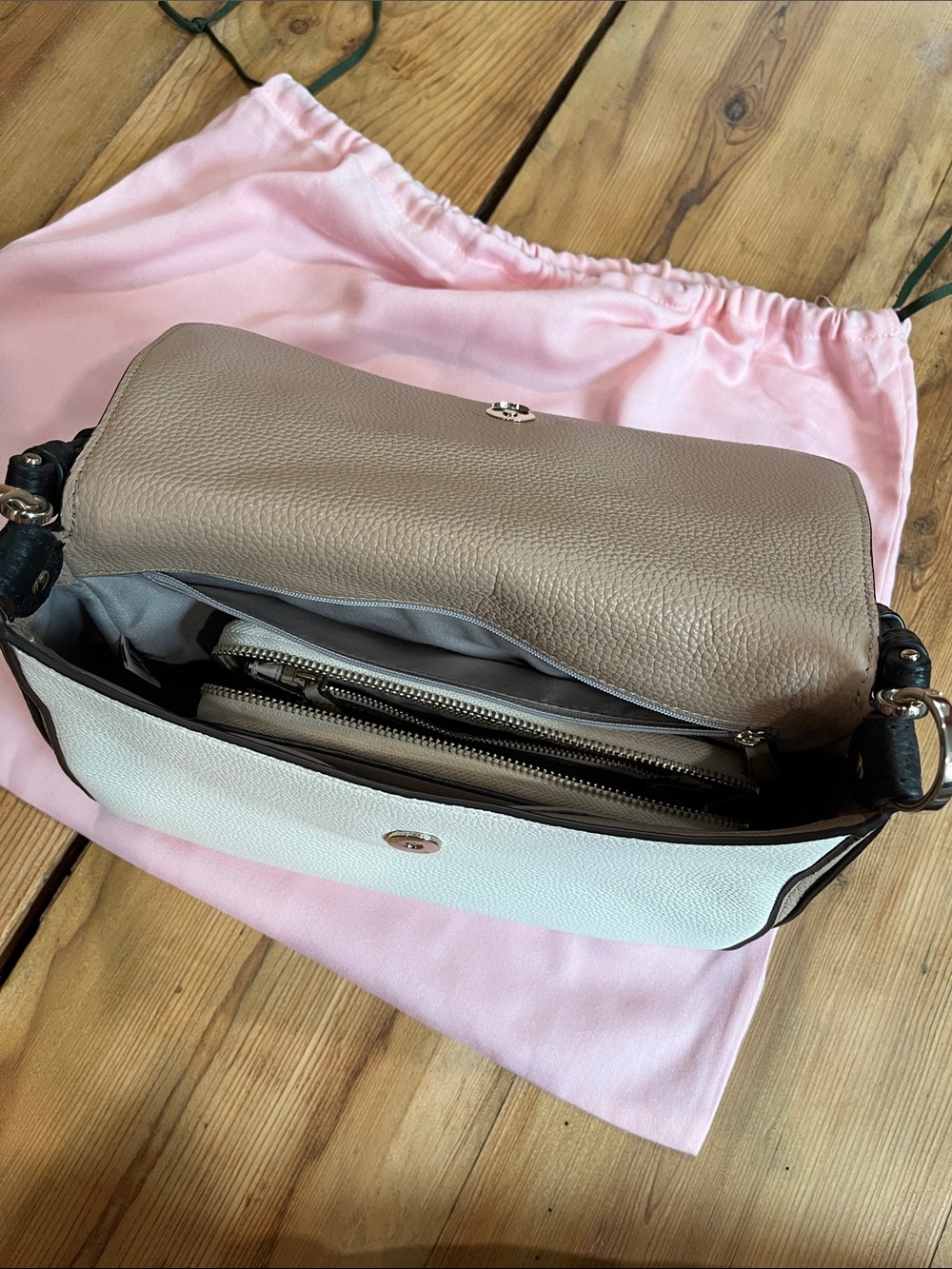 Set/2 KATE SPADE Pocketbook Purse & Matching Wallet Pebbled Leather Tri-Color - Picture 12 of 16